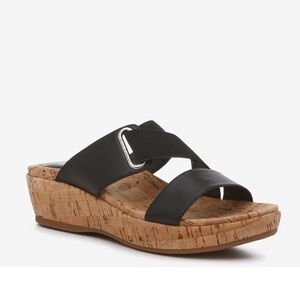 Hush Puppies Coco Black Wedge Slip On Sandal Size 11